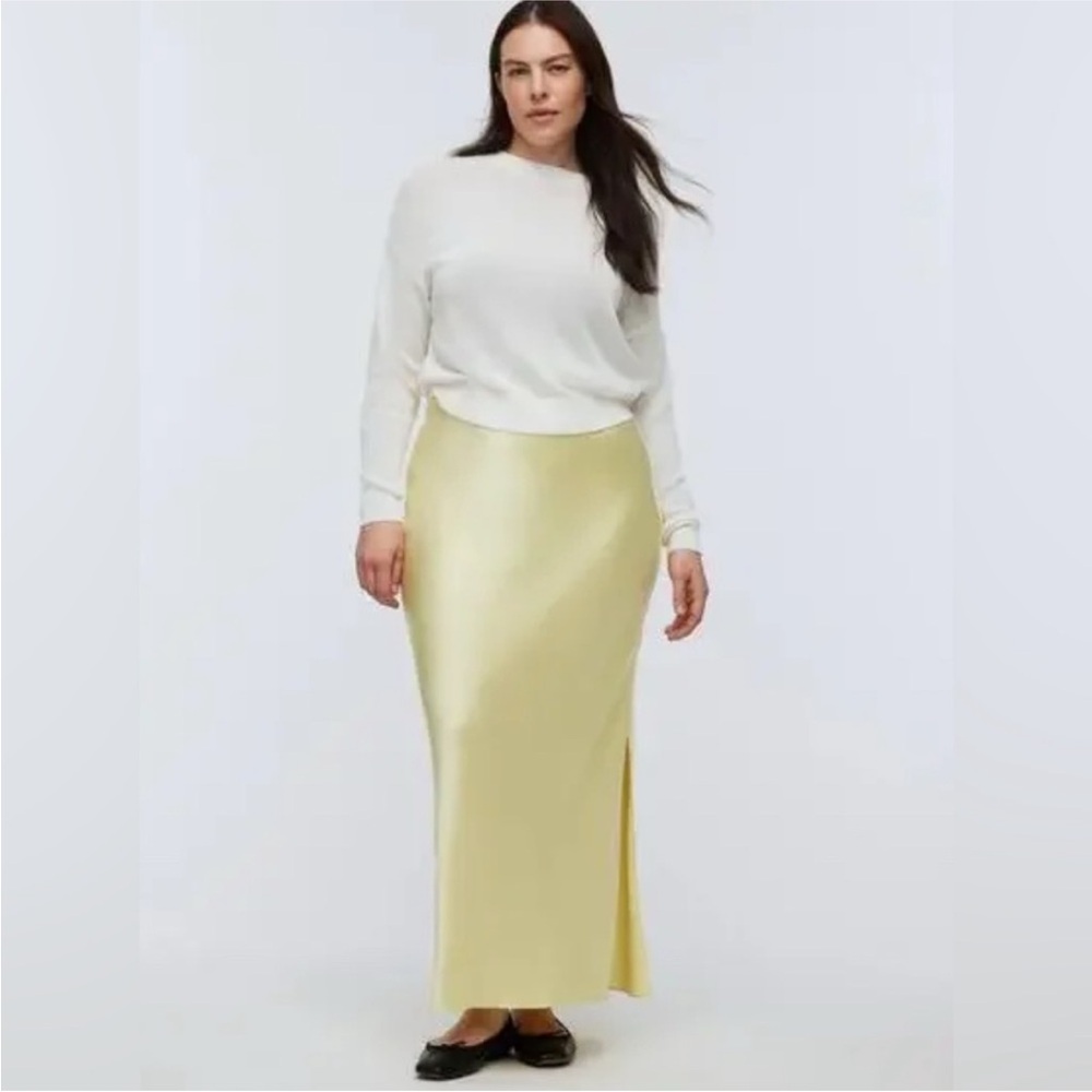 NWT Butter yellow Madewell Satin Maxi Slip Skirt size 12